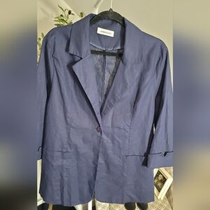 Jofemuho Navy Lightweight Linen Blend Blazer Jacket Size XXL